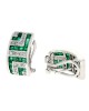 Emerald and Diamond Greek Key Curved Earrings